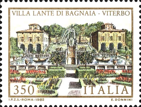 Francobollo Villa Lante di Bagnaia, a Viterbo -  1982
