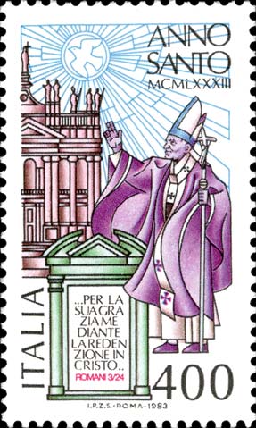 Francobollo Papa e Basilica di San Giovanni -  1983