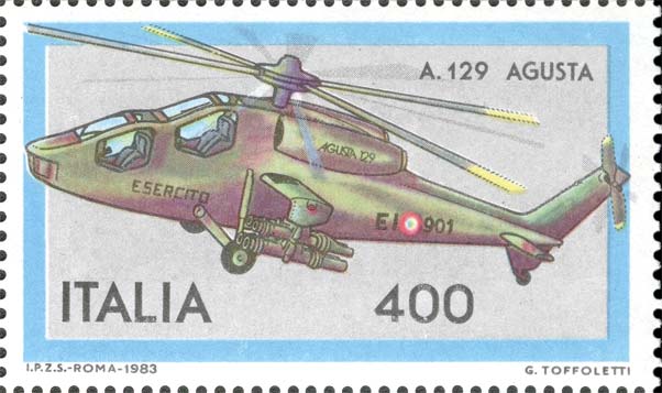 Francobollo Elicottero A129 Agusta -  1983
