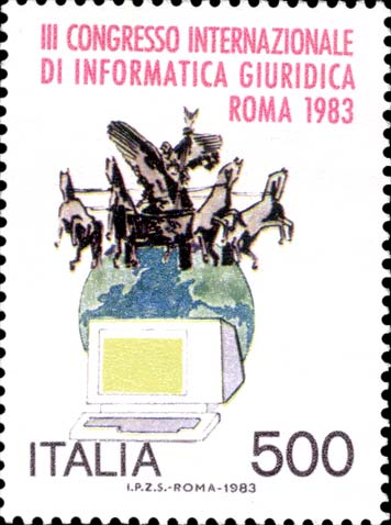 Francobollo Quadriga ed Elaboratore Elettronico -  1983
