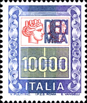 Francobollo Ornamenti e Italia Turrita -  1983