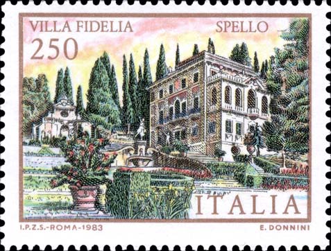 Francobollo Villa Fidelia, a Spello -  1983