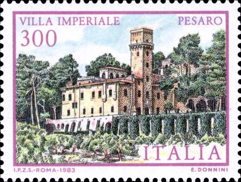 Francobollo Villa Imperiale, a Pesaro -  1983