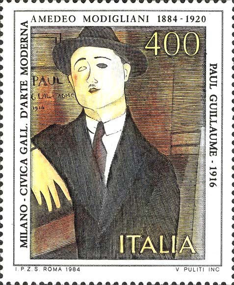 Francobollo Paul Guillaume 1916, Dipinto di Amedeo Modigliani -  1984