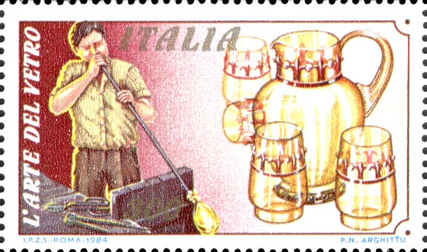 Francobollo Soffiatore e Oggetti in Vetro -  1984