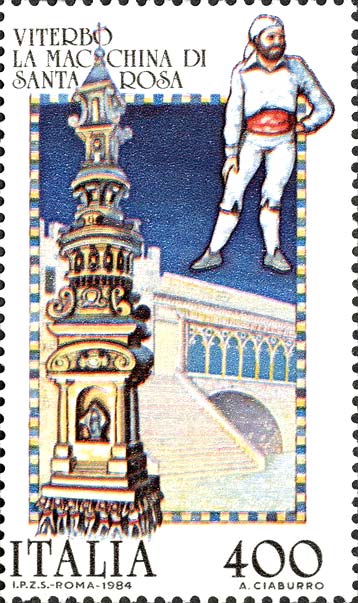 Francobollo Macchina di Santa Rosa, a Viterbo -  1984