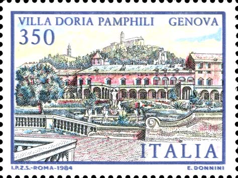 Francobollo Villa Doria Pamphili, a Genova -  1984