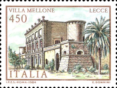 Francobollo Villa Mellone, a Lecce -  1984