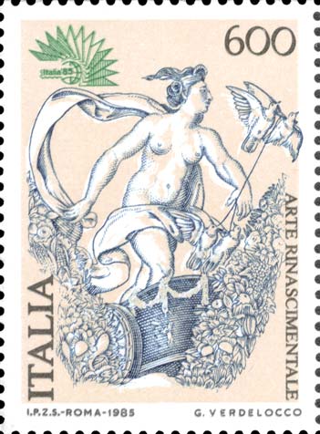 Francobollo Venere sul Carro, Opera di Raffaello -  1985