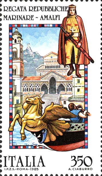 Francobollo Regata delle Repubbliche Marinare, ad Amalfi -  1985