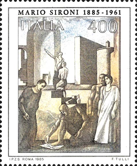 Francobollo La Civiltà del Lavoro, Dipinto di Mario Sironi -  1985