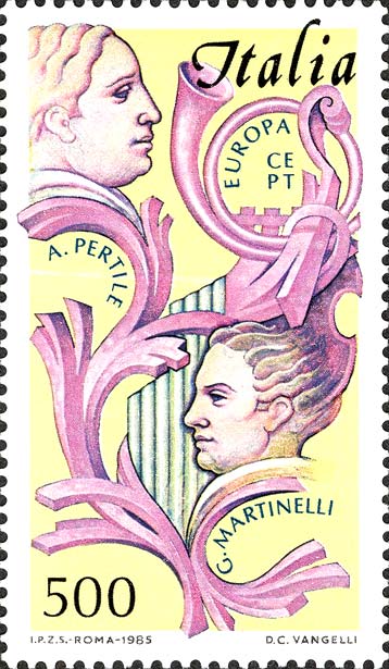 Francobollo Ritratti di Aureliano Pertile e Giovanni Martinelli -  1985