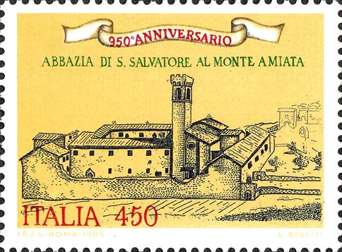Francobollo Abbazia di San Salvatore al Monte Amiata -  1985