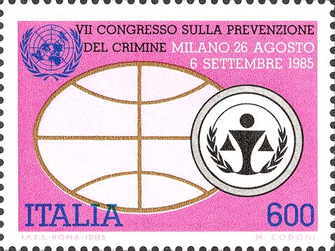 Francobollo Simbolo dell'ONU e del Congresso Mondiale sulla Prevenzione del Crimine -  1985
