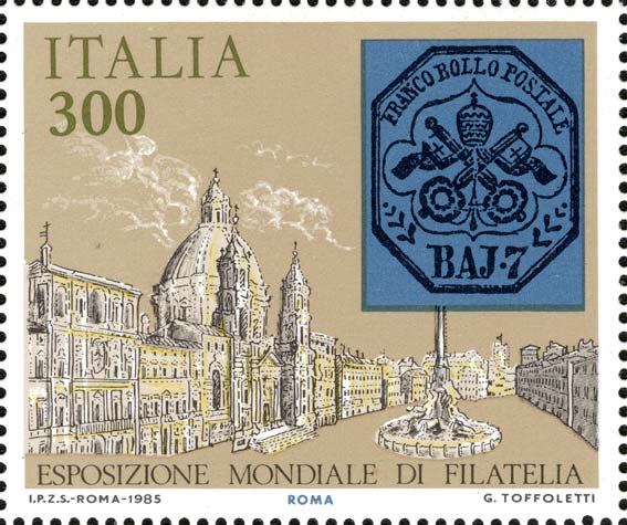 Francobollo Stato Pontificio, Roma, 7baj Azzurro -  1985