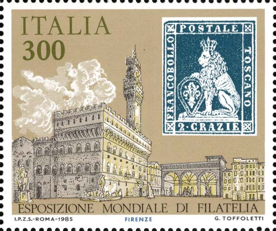 Francobollo Granducato di Toscana, Firenze, 2 cr Azzurro -  1985