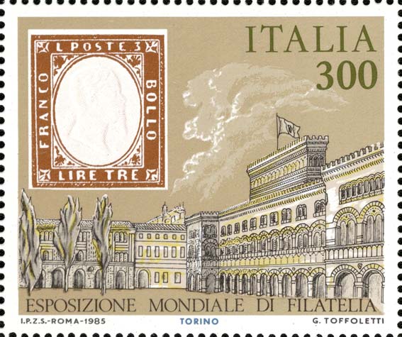 Francobollo Regno di Sardegna, Torino, 3 L. Rame -  1985