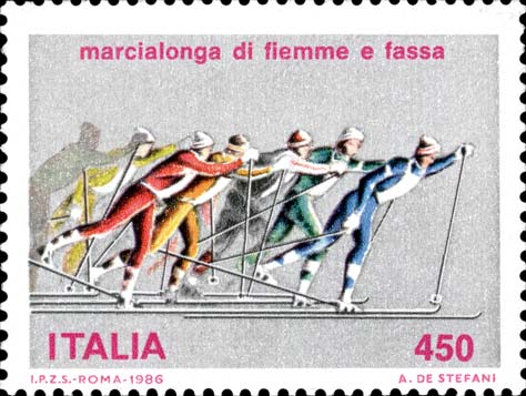 Francobollo Sciatori -  1986