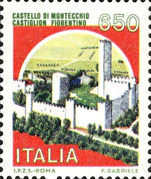 Francobollo Castello di Montecchio Castiglion Castelfiorentino -  1986