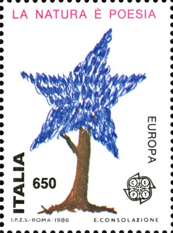 Francobollo Albero a Forma di Stella, la Natura è Poesia -  1986