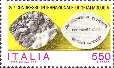 Francobollo Occhi, il Sinistro Contiene un Bassorilievo -  1986