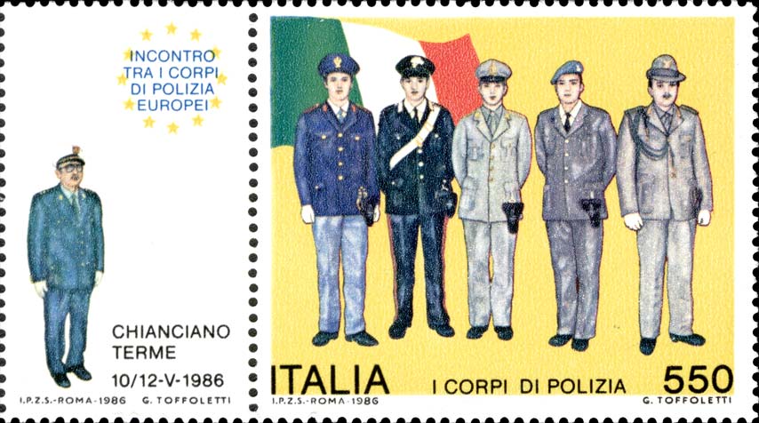 Francobollo Uomini dei Corpi di Polizia -  1986