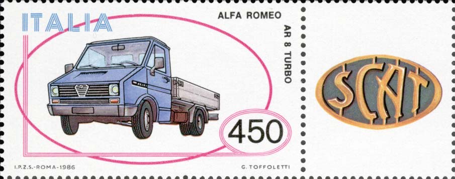 Francobollo Alfa Romeo AR 8 Turbo -  1986