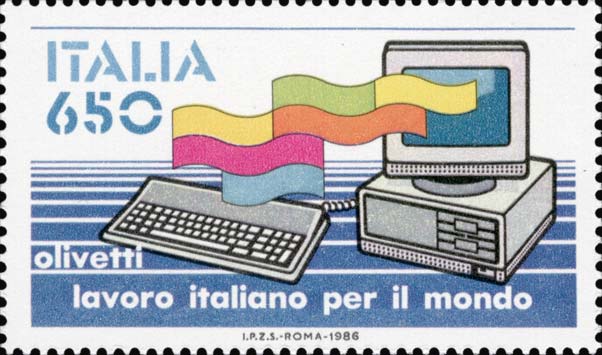 Francobollo Computer Olivetti -  1986