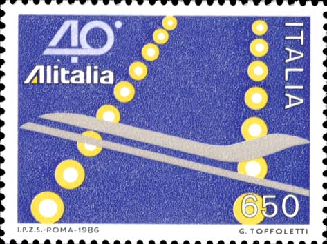 Francobollo Luci di Pista e Velivolo -  1986