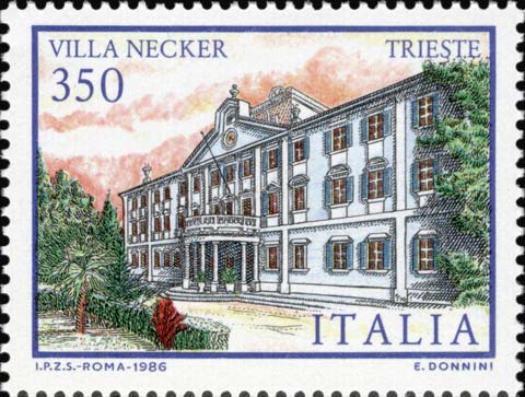 Francobollo Villa Necker, a Trieste -  1986