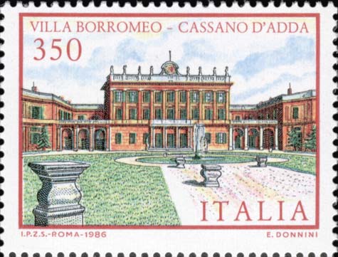 Francobollo Villa Borromeo, a Cassano d'Adda -  1986