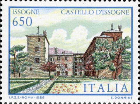 Francobollo Castello d'Issogne, a Issogne -  1986