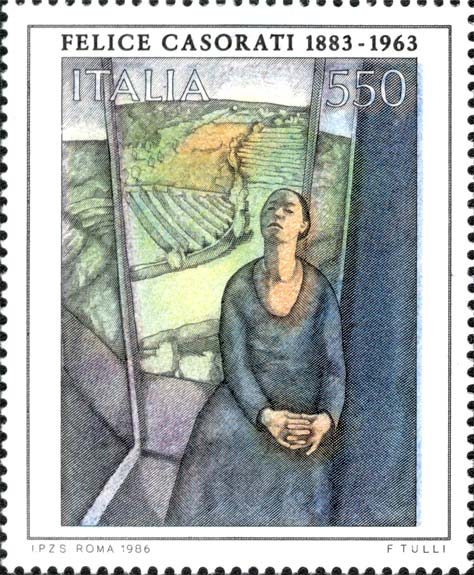 Francobollo Daphne a Pavarolo, Dipinto di Felice Casorati -  1986