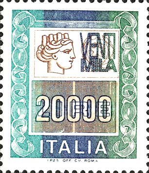 Francobollo Ornamenti e Italia Turrita -  1987