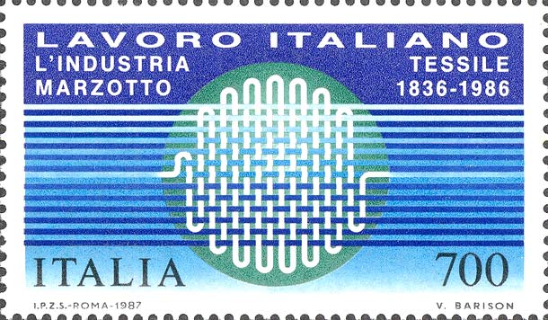 Francobollo Industria Tessile, Marzotto -  1987