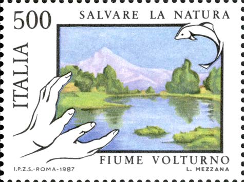 Francobollo Fiume Volturno -  1987