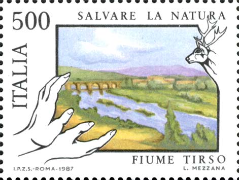 Francobollo Fiume Tirso -  1987