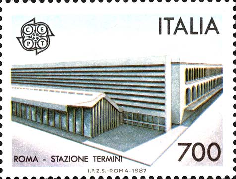 Francobollo Stazione Termini, a Roma -  1987