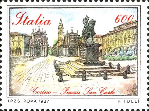 Francobollo Piazza San Carlo, a Torino -  1987