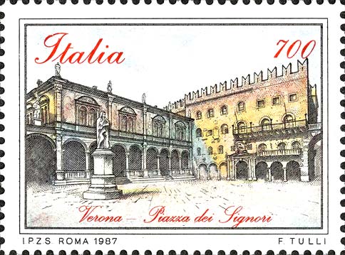 Francobollo Piazza dei Signori, a Verona -  1987