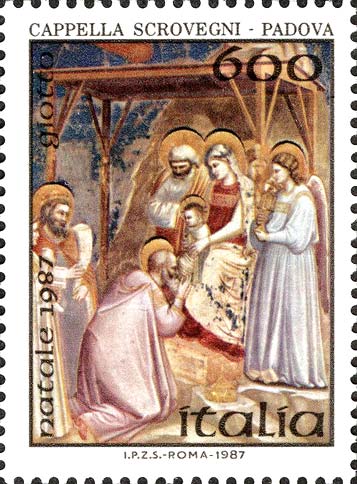Francobollo Adorazione dei Magi, Dipinto di Giotto -  1987