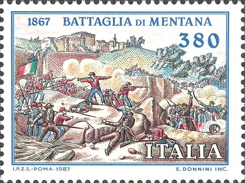 Francobollo Scena della Battaglia di Mentana -  1987