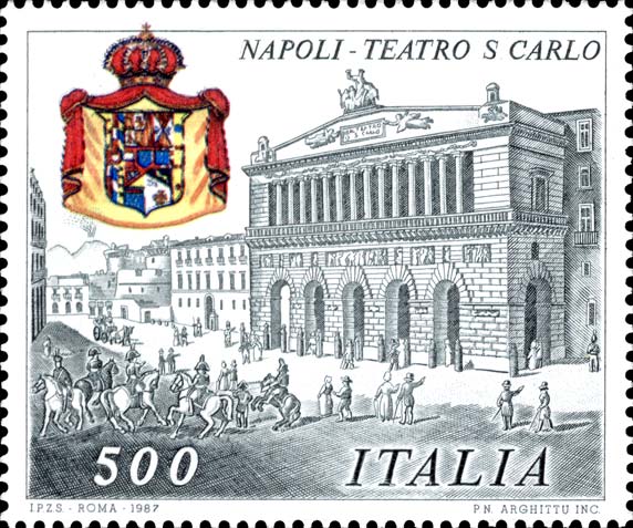 Francobollo Teatro San Carlo, a Napoli -  1987