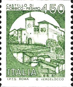 Francobollo Castello di Piobbico, a Pesaro -  1988
