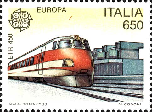 Francobollo Elettrotreno ETR450 -  1988