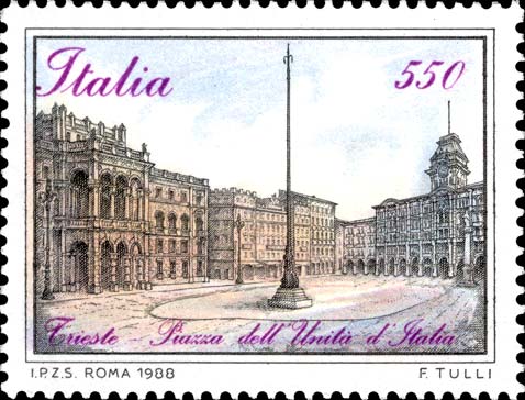 Francobollo Piazza dell'Unità d'Italia, a Trieste -  1988