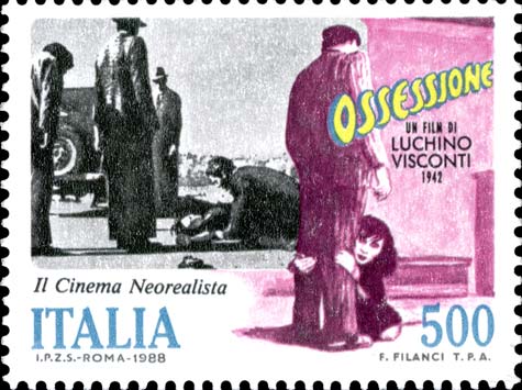 Francobollo Film Ossessione, di Luchino Visconti -  1988