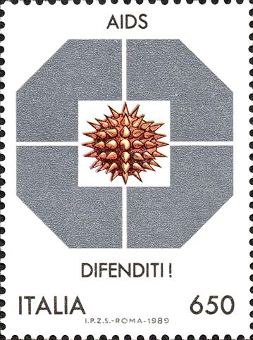 Francobollo Virus dell'AIDS Visto al Microscopio -  1989