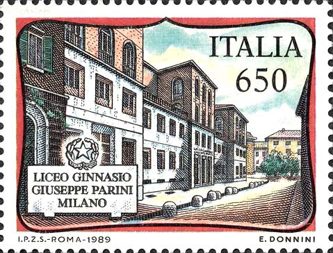 Francobollo Liceo Parini, a Milano -  1989
