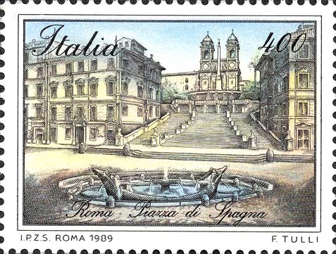 Francobollo Piazza di Spagna, a Roma -  1989